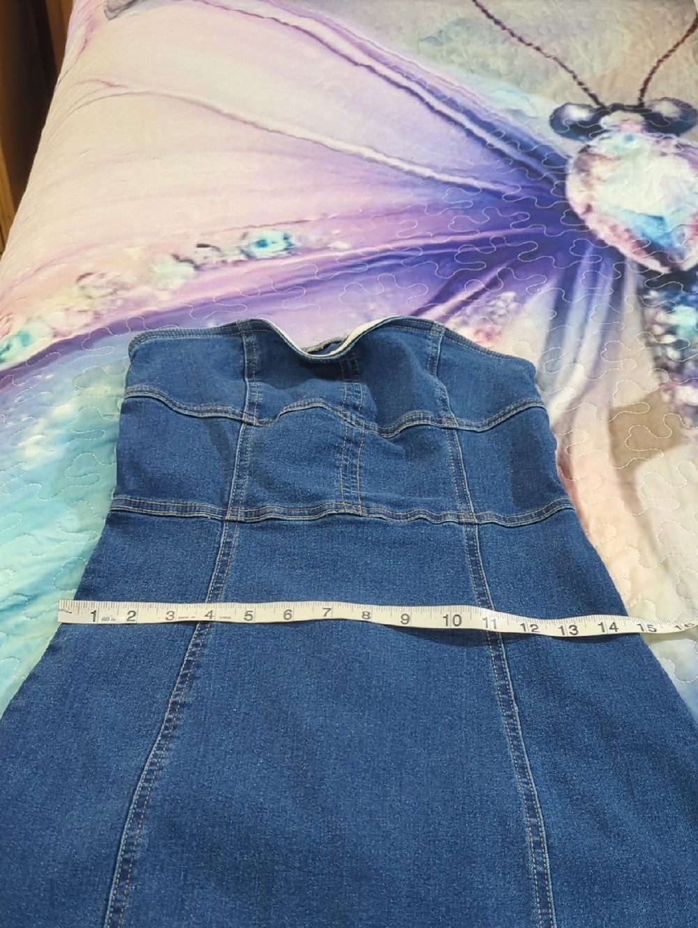 Strapless Denim Maxi Dress ✨ Bodycon Blue Jean Dress | Small - Picture 11 of 16